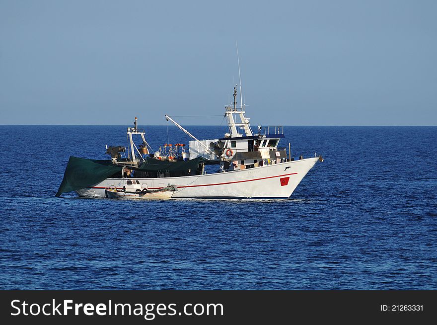 Fishing boat at sea