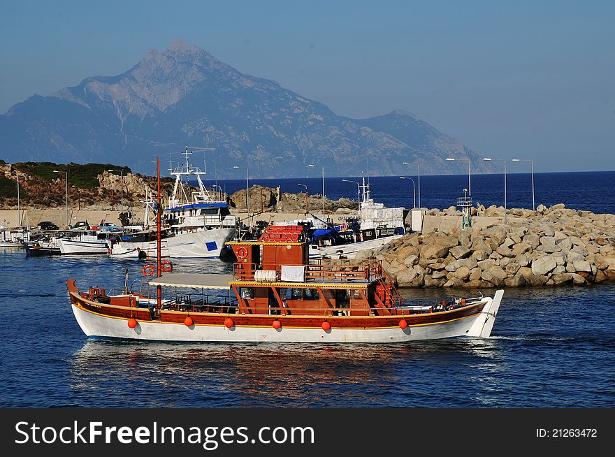 Ships and boats in the harbor,greece