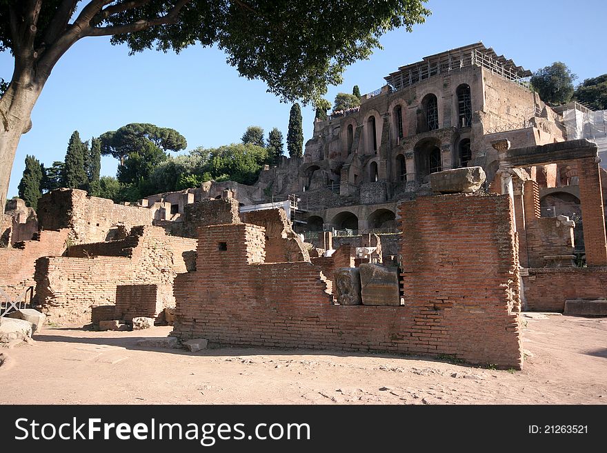 Ruins of ancient constructions in the center of Rome. Ruins of ancient constructions in the center of Rome