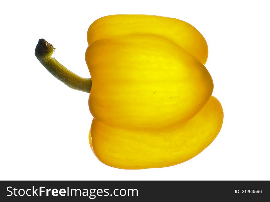 Paprika yellow on a white background illuminated from the bottom point