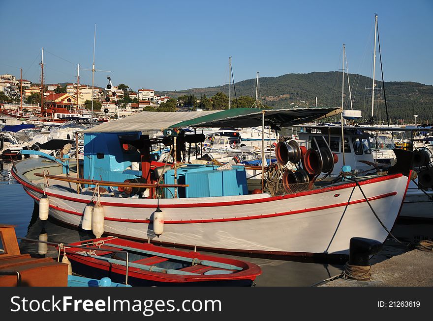 Ships and boats in the harbor,greece