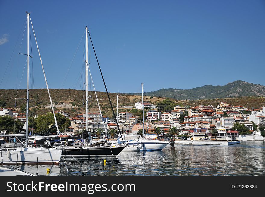 Ships and boats in the harbor,greece