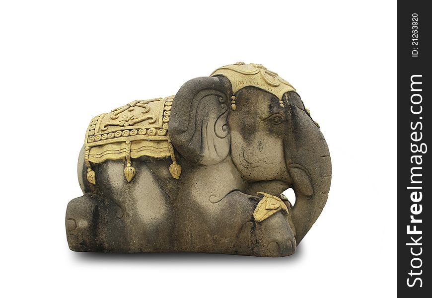 Elephant statue on white background
