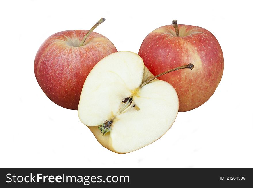 Fresh ripe apples over white background
