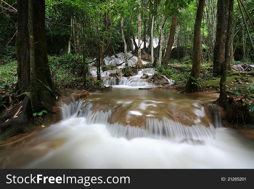 Stream Rainforest Waterfall in Thailand