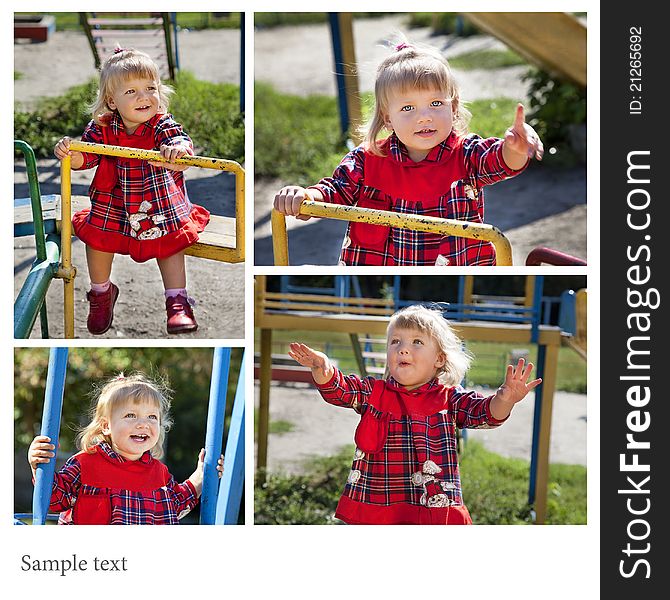 Adorable little girl having fun on a swing in summer. Adorable little girl having fun on a swing in summer