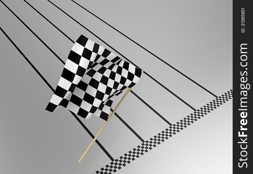 Illustration of a flag for waving it on finish. Illustration of a flag for waving it on finish