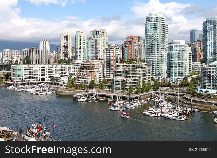 Vancouver BC Downtown Skyline At False Creek.