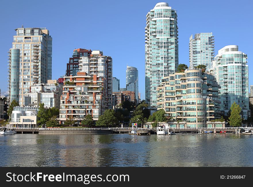 Vancouver BC downtown skyline at False creek.