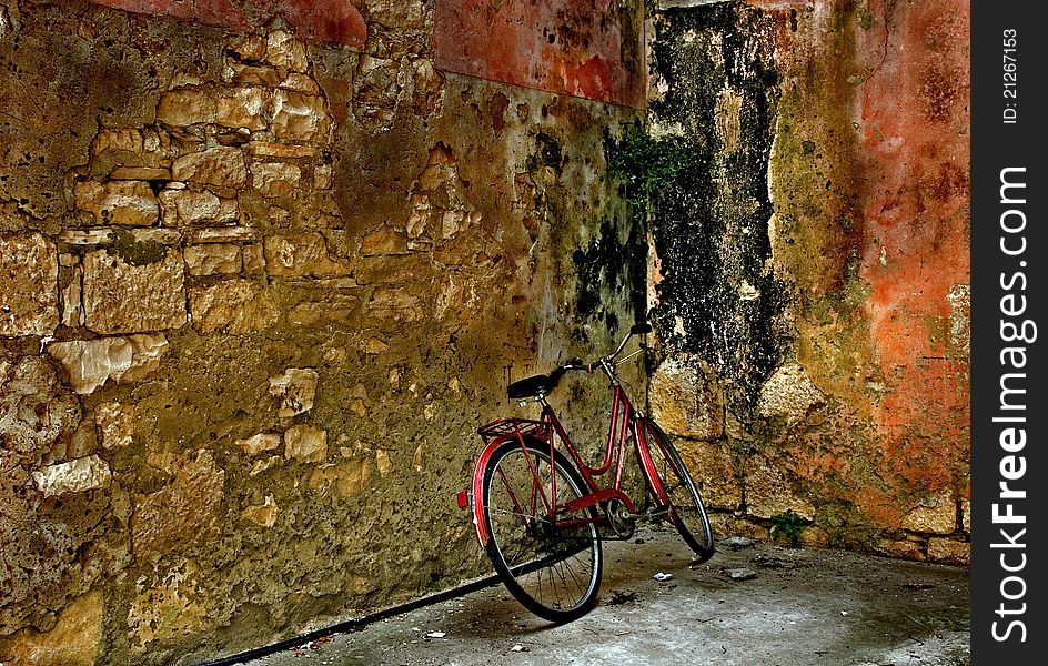 This bike was photographed in the old city (Korcula) in an old wall. This bike was photographed in the old city (Korcula) in an old wall