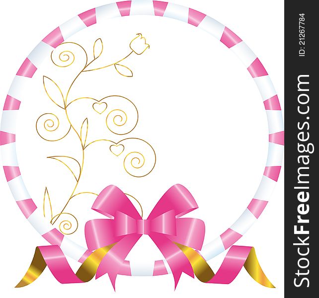 Frame with a bow and a gold flower, the vector background