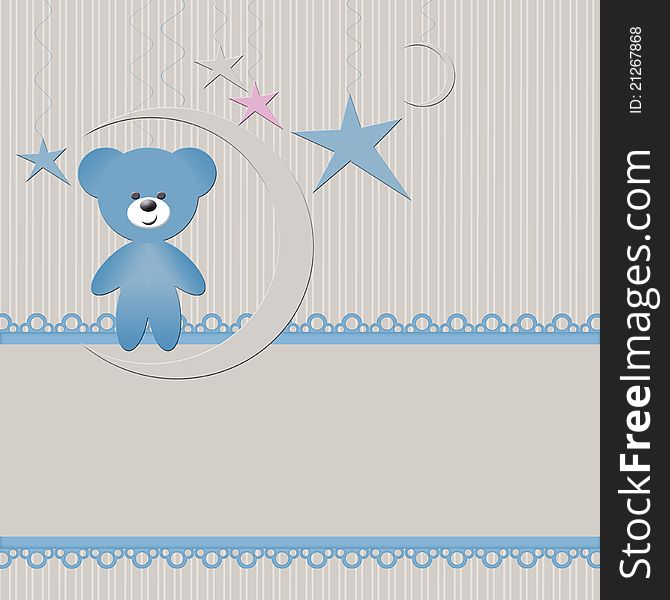 Babies boy background with bear teddy