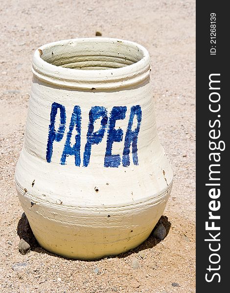 Paper bin at the beach in Egypt