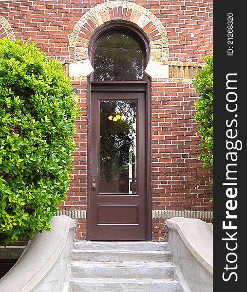 HDR photo image of an arched doorway in a brick wall. HDR photo image of an arched doorway in a brick wall