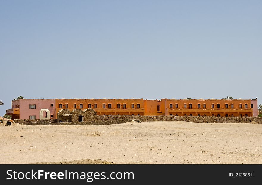 Nice Orange Hotel In Egypt With Clear Sky And Wall