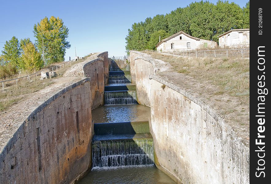 Locks of the canal of Castile in Spain palencia. Locks of the canal of Castile in Spain palencia