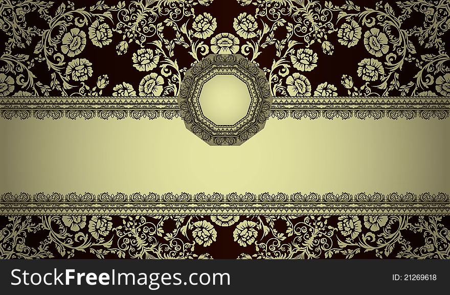 Vintage frame with seamless background