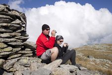Hiker Couple Taking Pictures Royalty Free Stock Image Hiker Couple Taking Pictures Royalty Free Stock Image