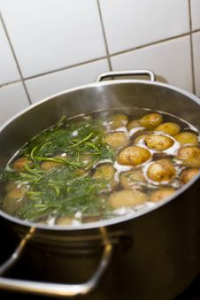 Boiling Potatoes Stock Photo