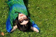 Girl Resting On Grass Stock Photos Girl Resting On Grass Stock Photos