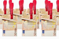 Money Laundry, Euro Banknotes On Clothespin Royalty Free Stock Images Money Laundry, Euro Banknotes On Clothespin Royalty Free Stock Images