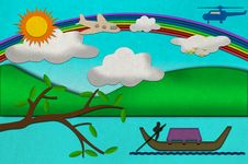 Sunny Day From Recycled Paper Craft Royalty Free Stock Photography Sunny Day From Recycled Paper Craft Royalty Free Stock Photography