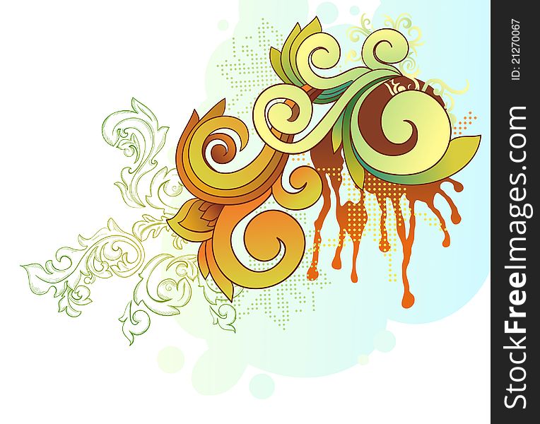 Grunge floral background, light colors