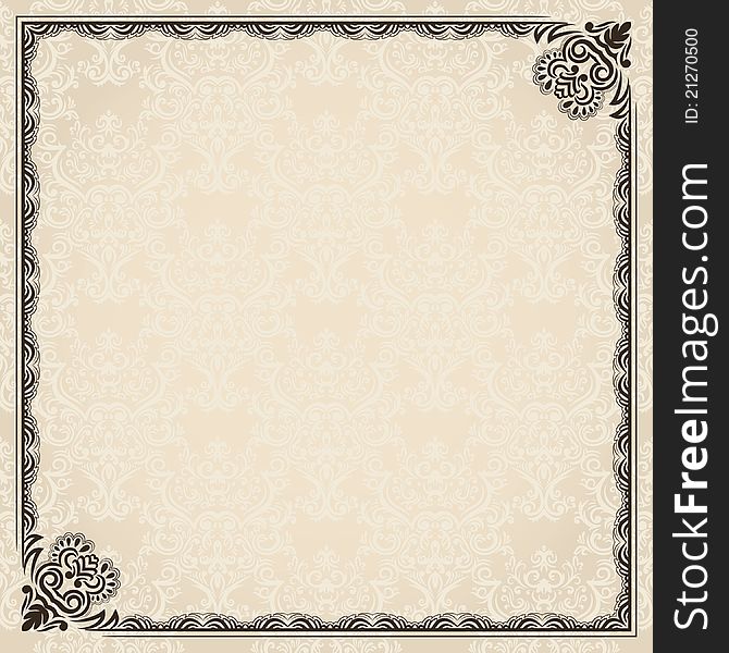 Vintage frame with white background