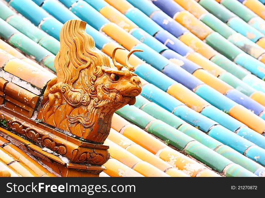 Dragon on roof,beijing,China.