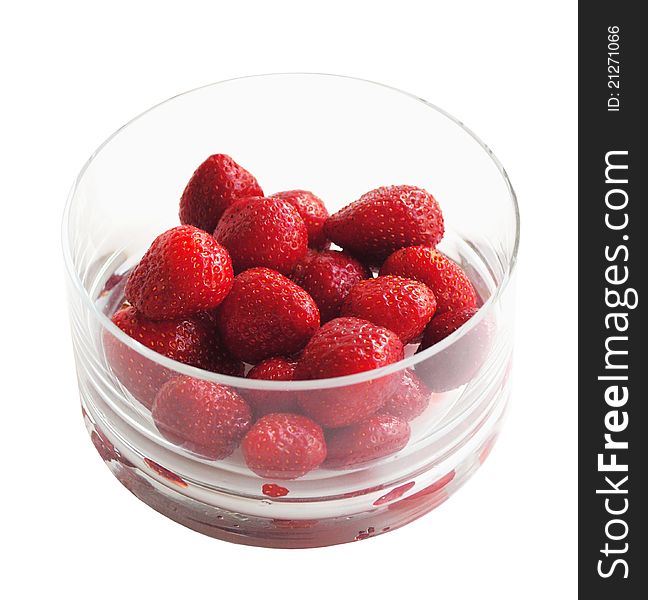 Fresh Strawberry In A Glass Bowl