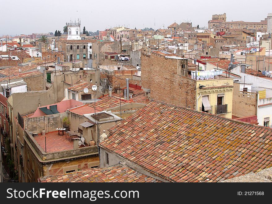 A view on roofs of old Tarragona. A view on roofs of old Tarragona