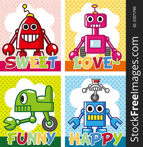 Cartoon robot card,vector,illustration