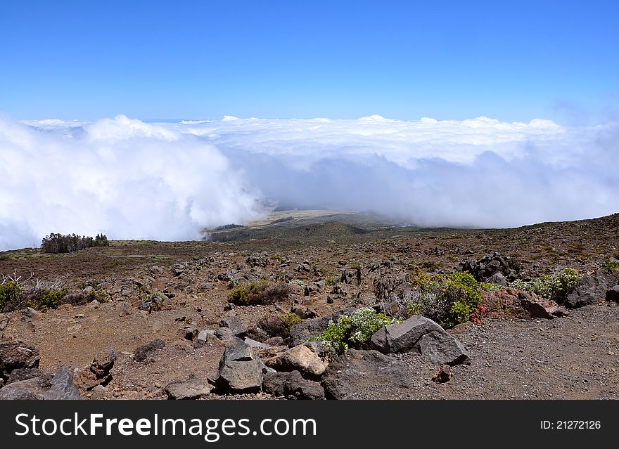 On the summit of Haleakala volcano