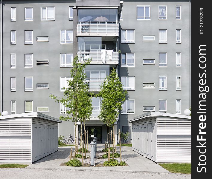 View of a Residential District on a sunny day. View of a Residential District on a sunny day