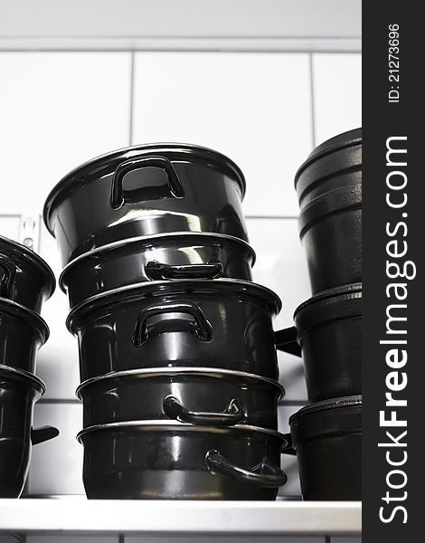 Stack of Skillets in a kitchen