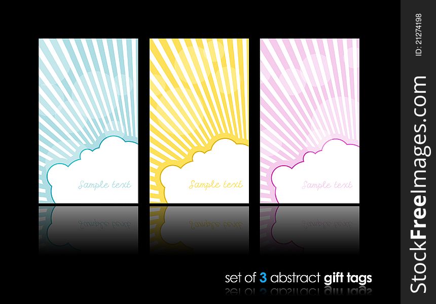 3 separate gift cards with sun hiding behind the cloud.