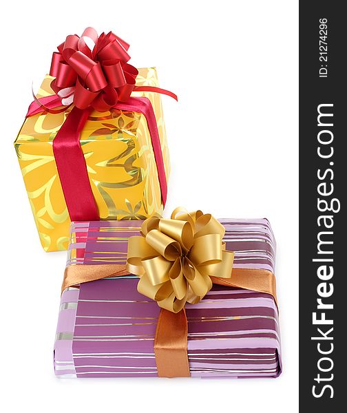 Color photo of a box and ribbon. Color photo of a box and ribbon