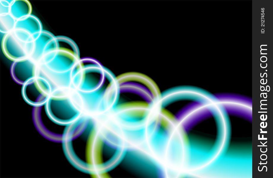 Stream of glaring neon circles