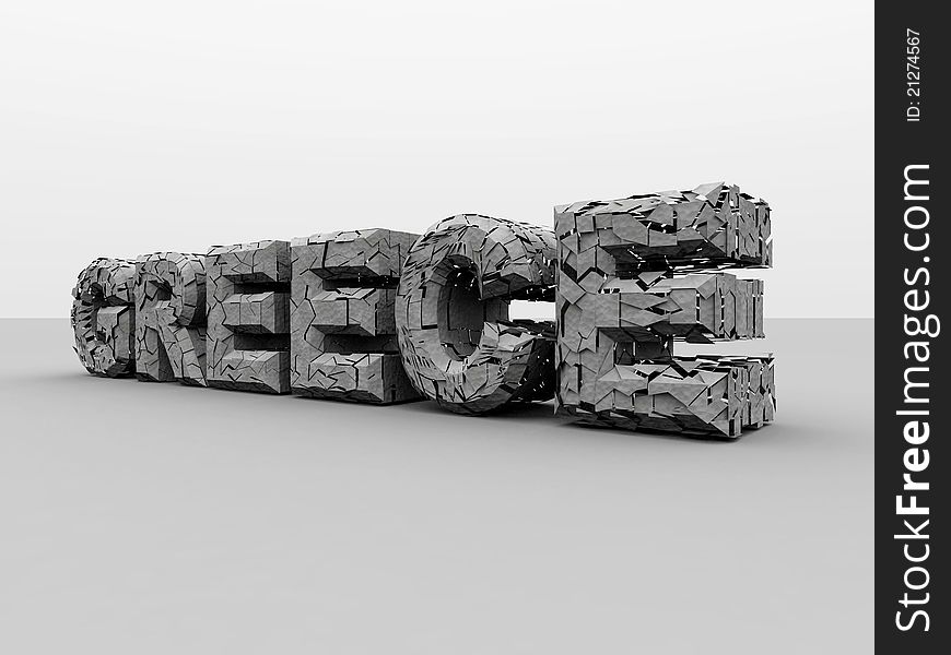 Digitally created and partially destroyed word GREECE with concrete texture. Digitally created and partially destroyed word GREECE with concrete texture.