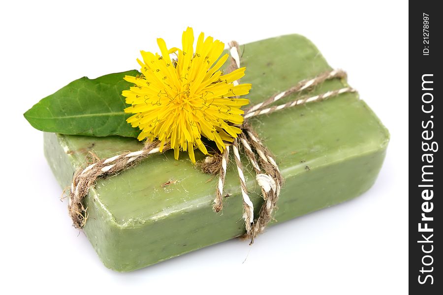 Natural soap with dandelions