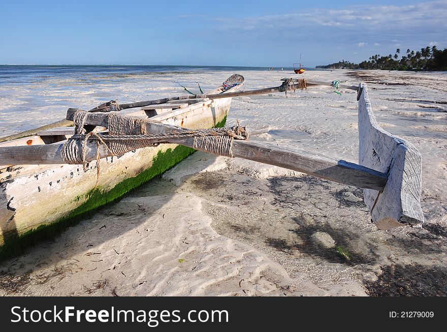 Boat On the beach of zanzibar