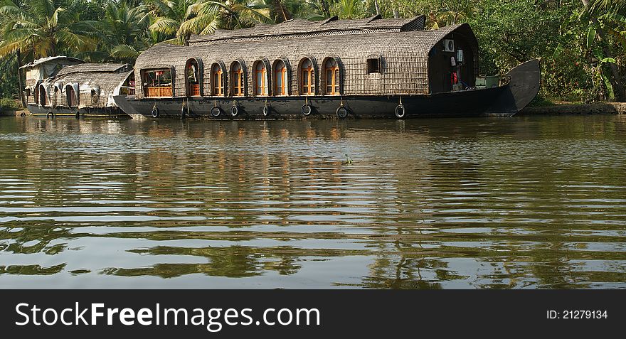 House Boat In The Kerala (India) Backwaters