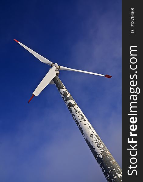 Propeller wind under blue skies