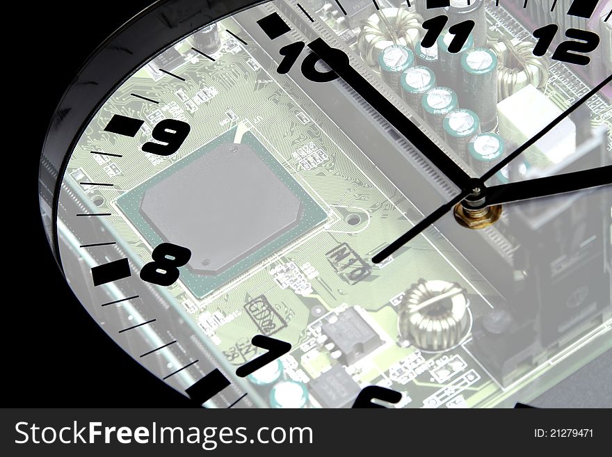 Circuit Board Reflected In Clock