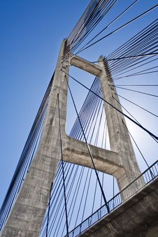 Cable-stayed Bridge In Barrios De Luna Stock Photography