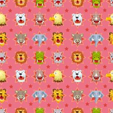 Free Cartoon Angry Animal Face Seamless Pattern Royalty Free Stock Image - 21284966