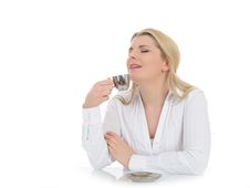 Pretty Business Woman Drinking Cup Of Coffee Stock Photos