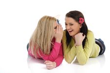 Two Young Pretty Girls Gossiping Royalty Free Stock Photos Two Young Pretty Girls Gossiping Royalty Free Stock Photos