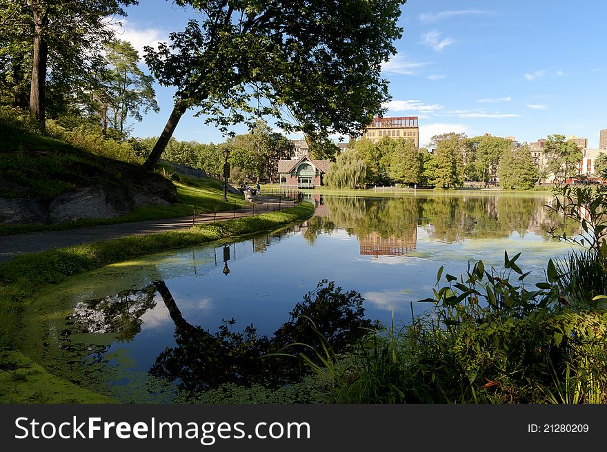 HDR Image featuring reflections within the Harlem Meer section of the northern most part of Central Park. HDR Image featuring reflections within the Harlem Meer section of the northern most part of Central Park.