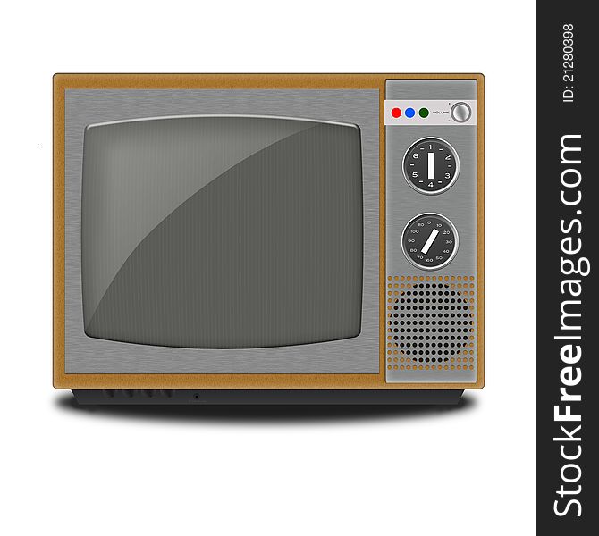 Illustration of Retro old TV on a white background